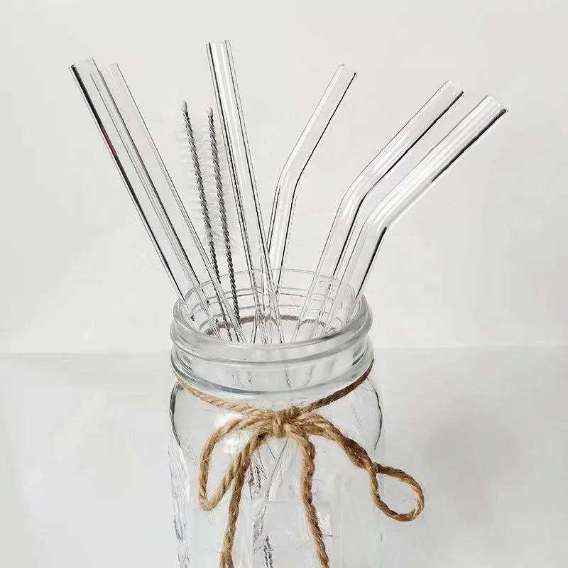 Многоразовые прозрачные стеклянные соломинки термостойкие коктейли