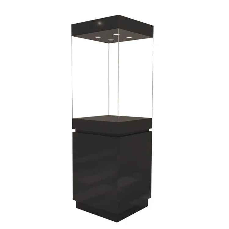 Custom jewelry glass display cases LED lighting pedestal Museum display cases
