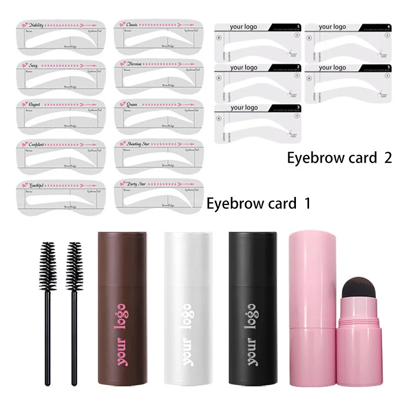 Hot makeup selling long lasting waterproof custom logo eyebrow stamp kit stencils with low MOQ