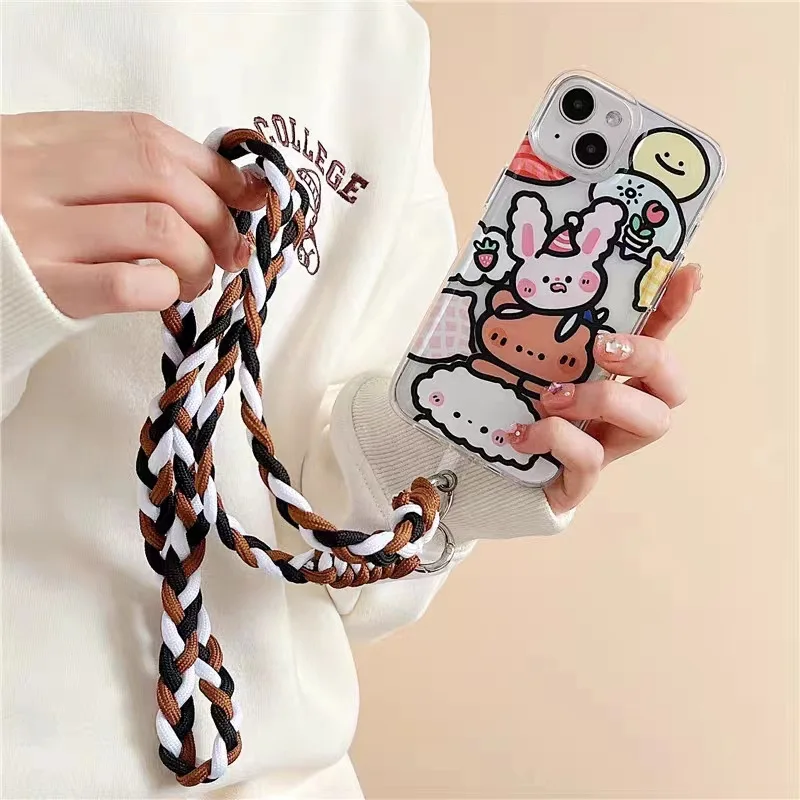 2024 Fashion Mobile Phone Hanging Chain Handwoven Rope Sling Strap Anti Lost Key Lazy Lanyard Neck Strap Phone Cross Body Strap