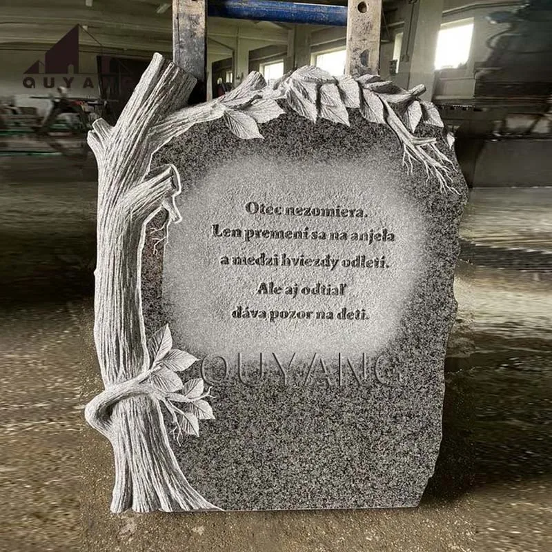 QUYANG Wholesale G654 Granite Grave Stones Cemetery European style Tombstones And Monuments