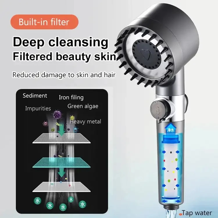 Powerful Pressurized Hand Shower, Negative Ion Filter Spray Shower Head, Massage Bathroom Shower Head Chrome Ceramic