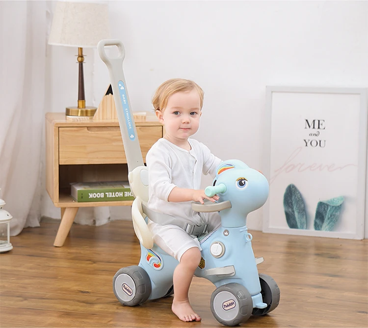 New Design 2In1 Lovely Fawn Multi Function Baby Kid Animal Rocking Horse Plastic Animal Toy Ride With Wheel