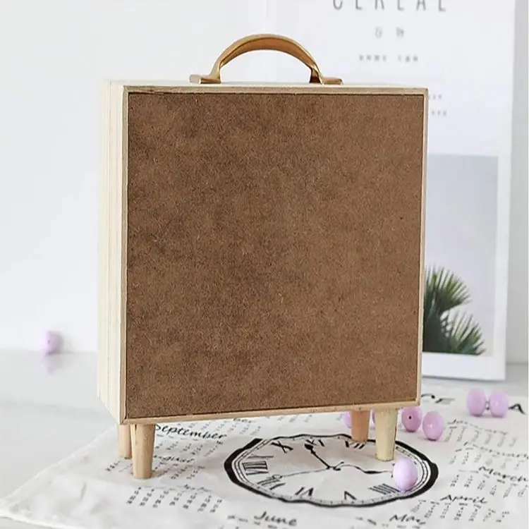 High quality log color desktop with shadow box frame bedroom porch nordic wood piggy bank