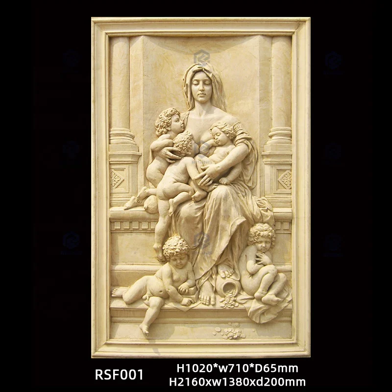 Custom Hand Carved Natural Sandstone Figure Relief Sculpture 3D Art Wall Mural Marble Stone Relief