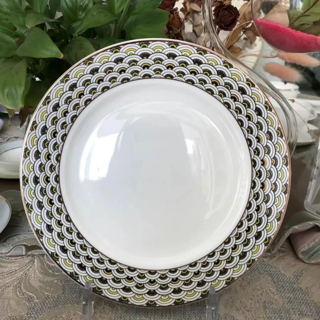 Factory Price Customized Design Ceramic Tableware  Round Plates Dinner Bowls Dinnerware Sets White Porcelain