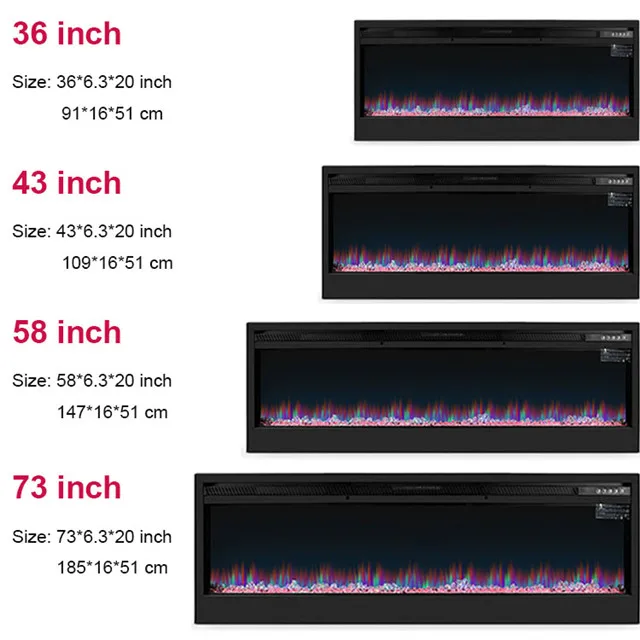  Солнечный 73 дюймовый настенный утопленный Электрический камин