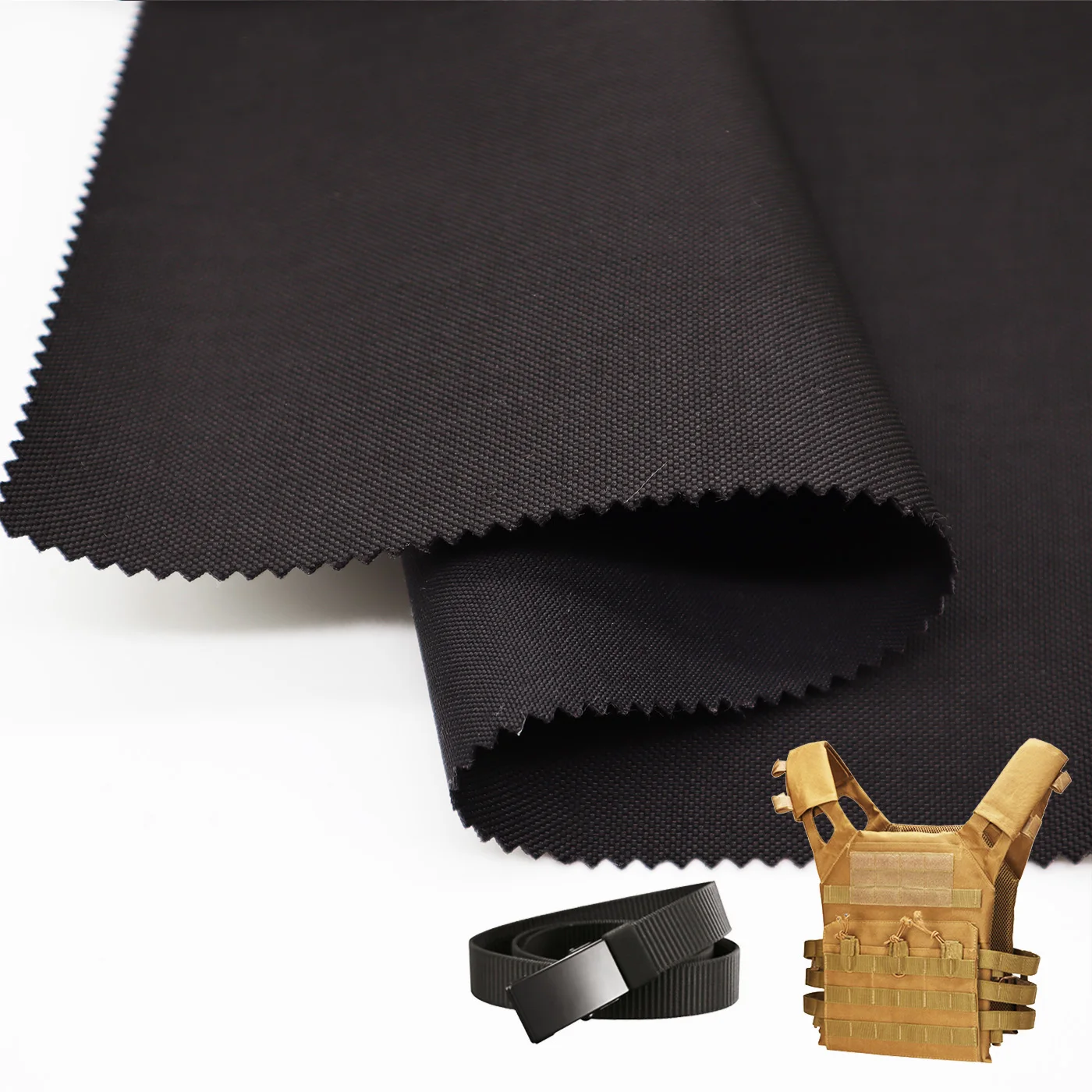 500D laminated 1000D black color water-resistant nylon cordura bonded vest belt fabric