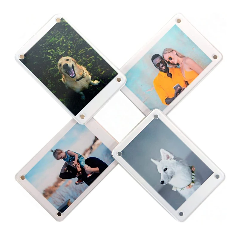 Blank Acrylic Photo Frame Refrigerator Sticker Home Fridge Picture Frame Magnetic Stickers Mini Frame With Round Corner