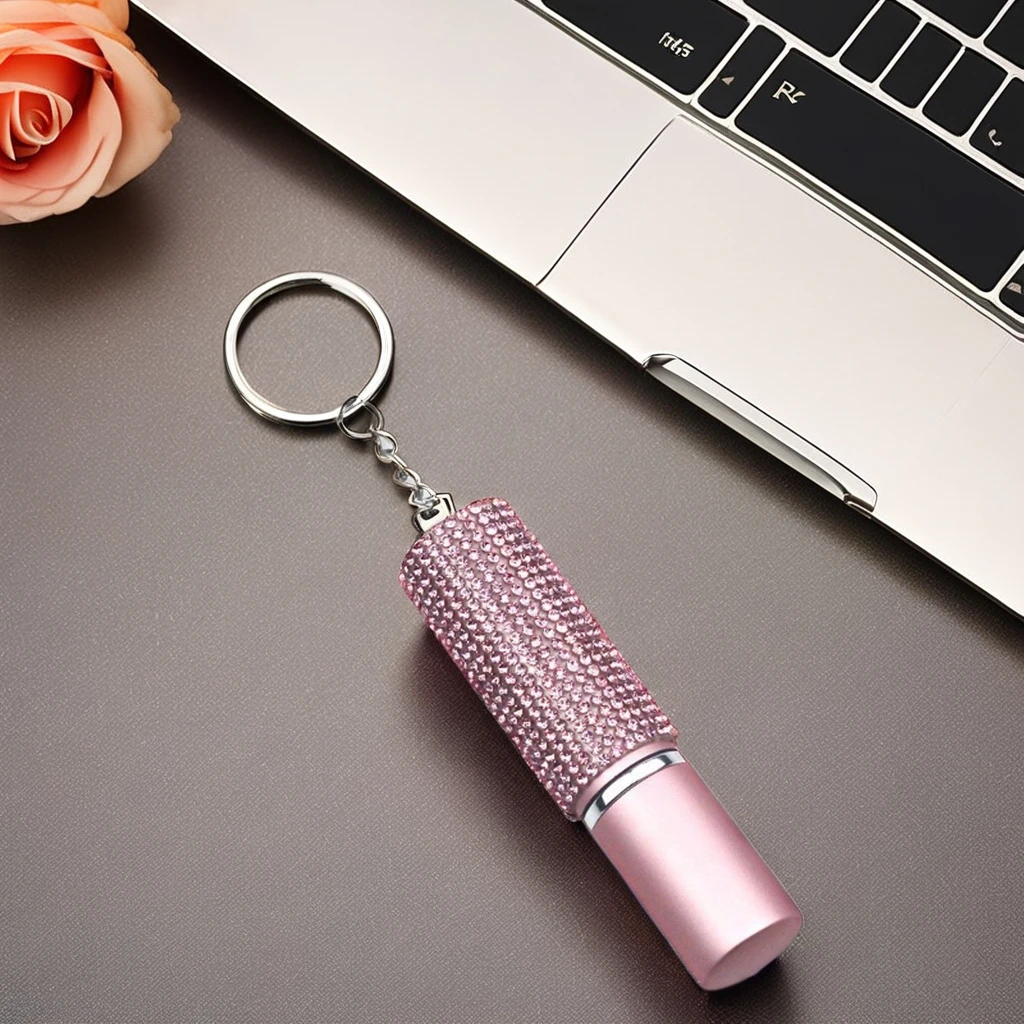 Portable Perfume keychain Diamond self defense keychain Rhinestone key chains Refillable Spray Atomizer perfume bottle keychain