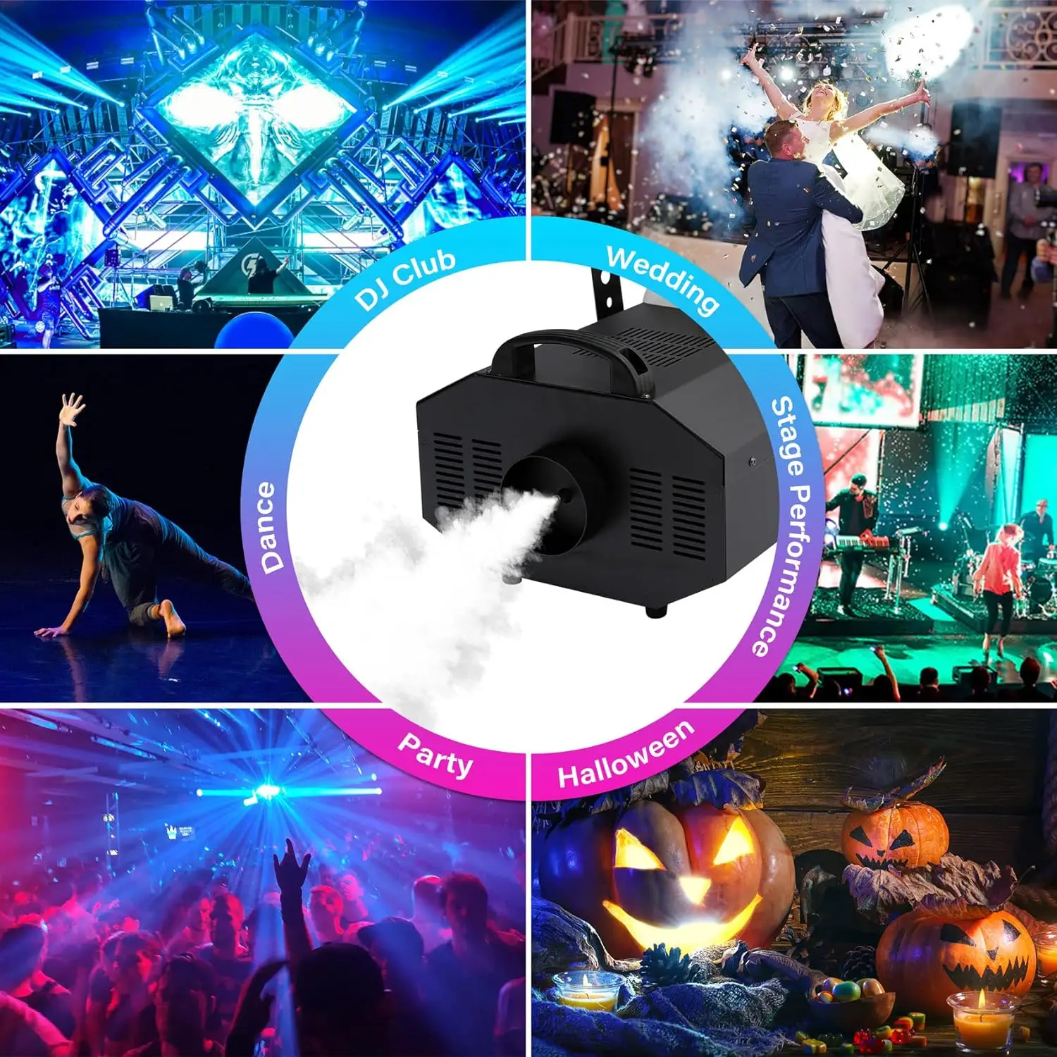 Large 3000W Stage Fog Machine with 5L Large Oil Tank DMX Stage Fogger with Remote Control for Stage Wedding Disco Club Party DJ