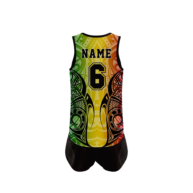 Custom mens Maori design touch football sets OEM  touch football uniform sublimation vest