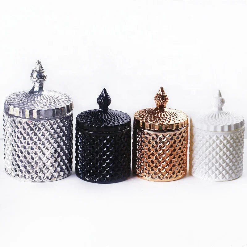 Роскошная золотая банка для свечей производство пустая стеклянная с крышкой