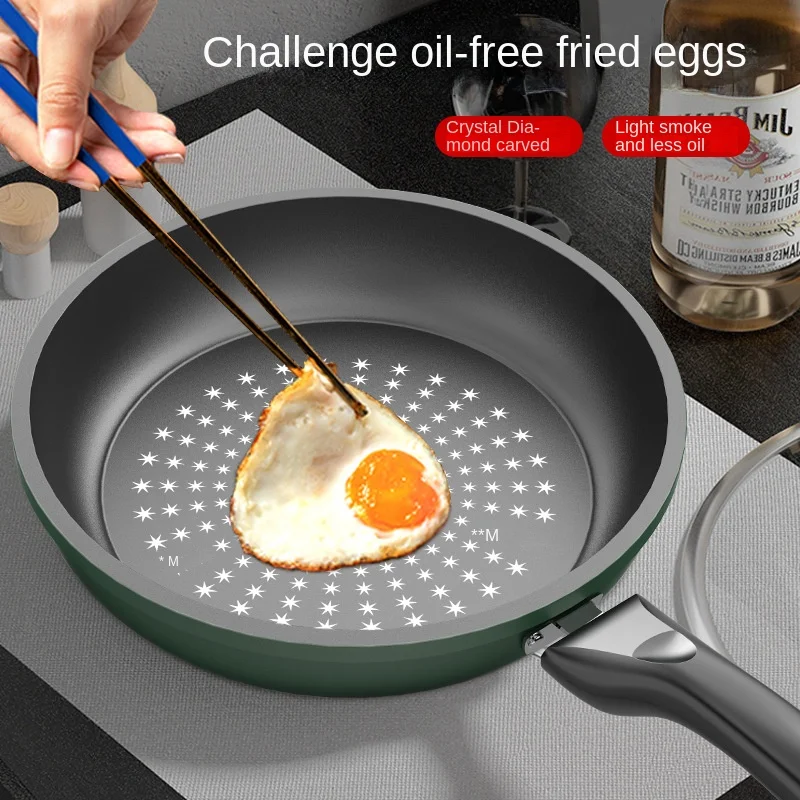 Crystal drill non stick pot  Frying pan  Induction cooker   domestic gas stove, no oil smoke cooker cookware set cajas de pizza