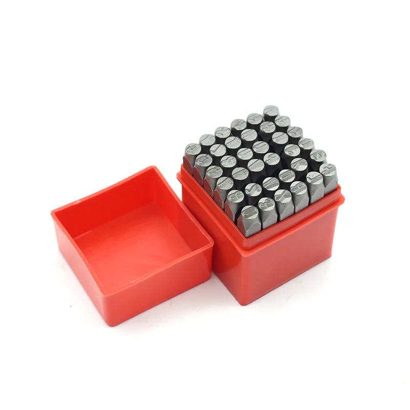 36 PCS 3mm smooth finish number and letter leather hollow punch set case