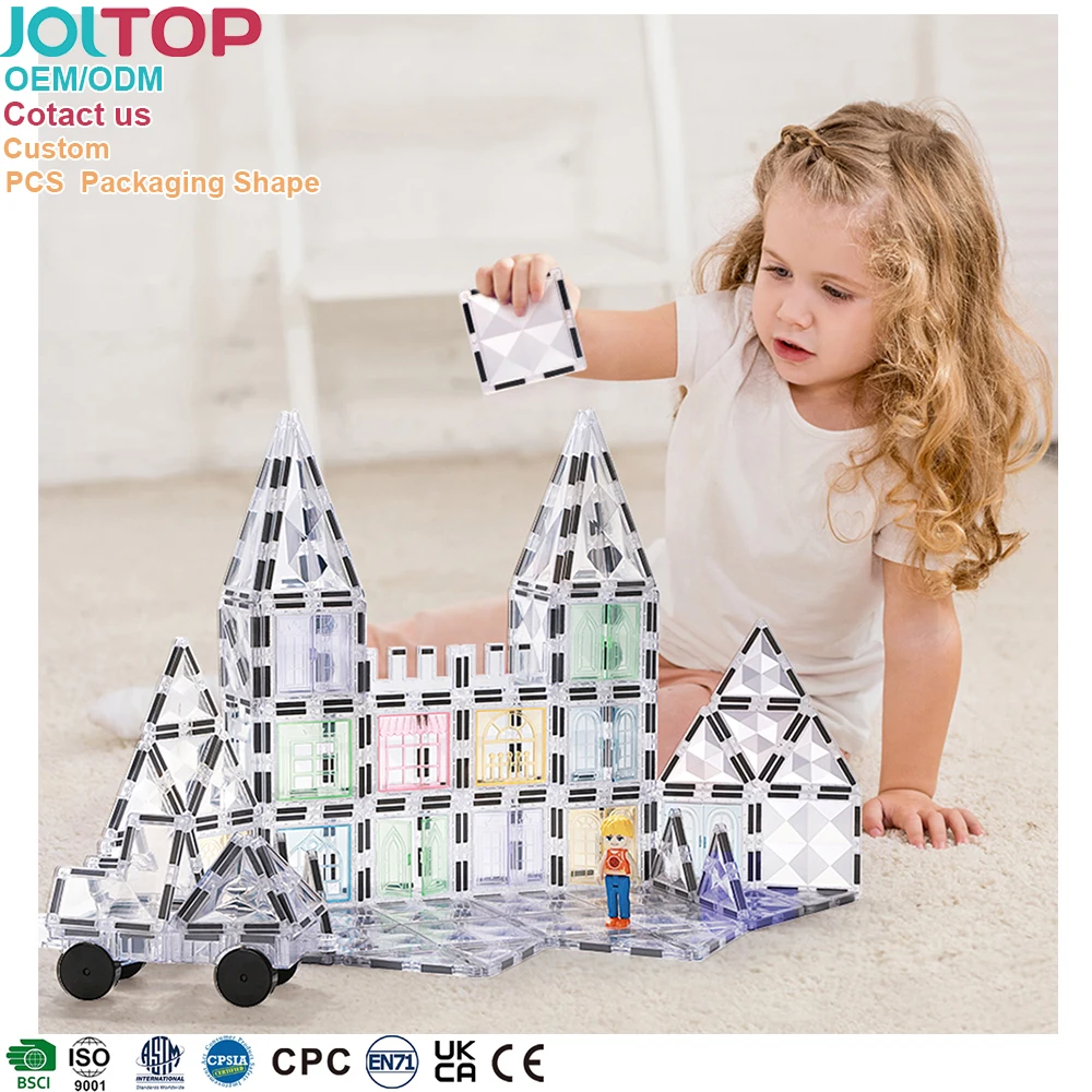 KEBO 2024 New Hot Sale  Transparency Set 56 Pcs OEM ODM  ABS Plastic Magnetic Building Blocks Toys Openplay for Kids