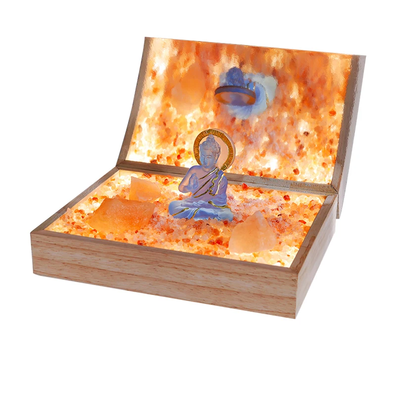 Custom Novelty Toy Himalayan Glow Natural LED Light Mini Zen Garden Kit Himalayan Pink Salt For Desk Decor Zen Garden