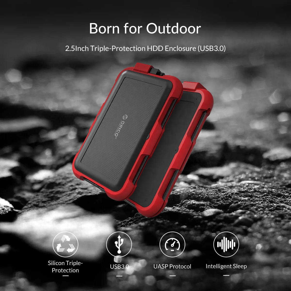  ORICO Waterproof IP64 Shockproof Silica Gel 4TB External 2.5Inch Triple-Protection HDD and SSD Enclosure
