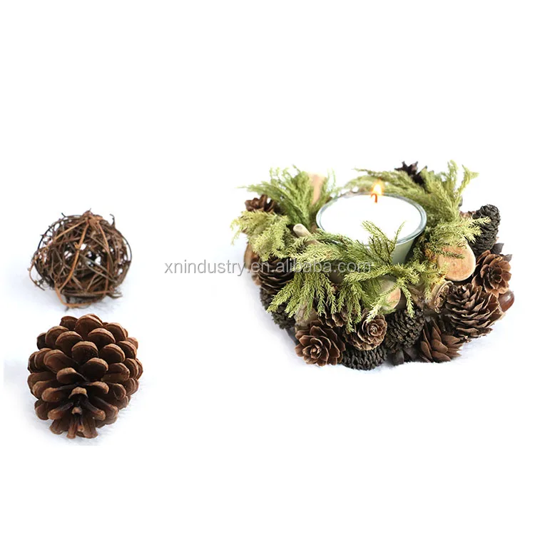 Dining table candle Christmas decorations original style soy wax candles pine cone home decor green Christmas candles