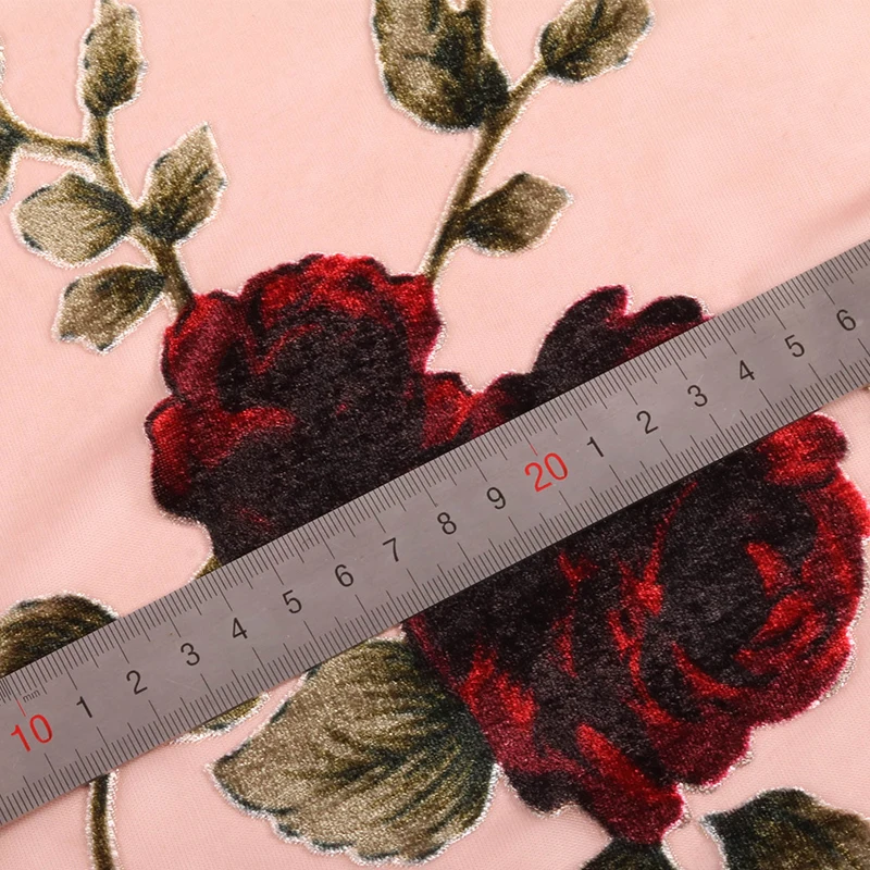 2023 custom floral design viscose velvet silk burnout velvet fabrics for women dress