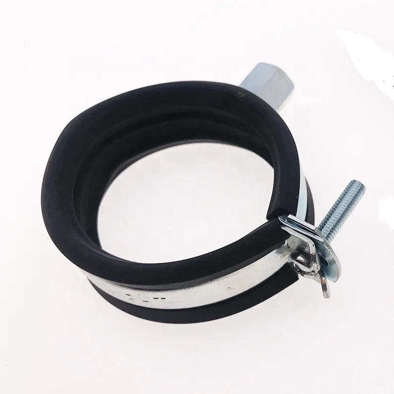 2024 popular of M8+M10 single pipe hanger  with rubber double heavy duty Pipe Clamps of Welding type with one side screw