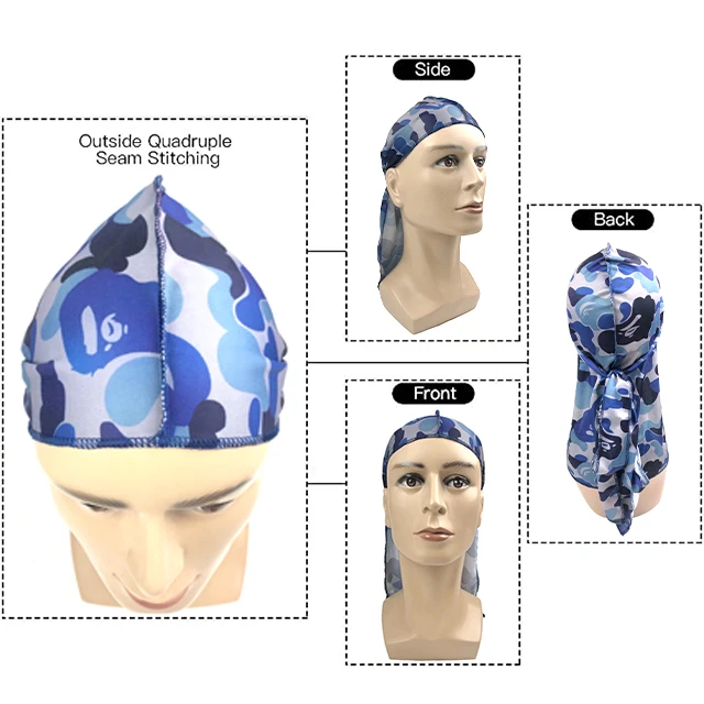 Покупка с использованием прохладного раздельного цвета durag пользовательский дизайн печать