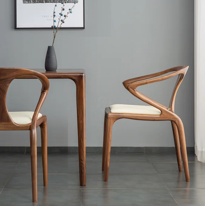 Nordic Solid Wood Modern Nordic Wood Dining Chair Restaurant Chair With Armrest