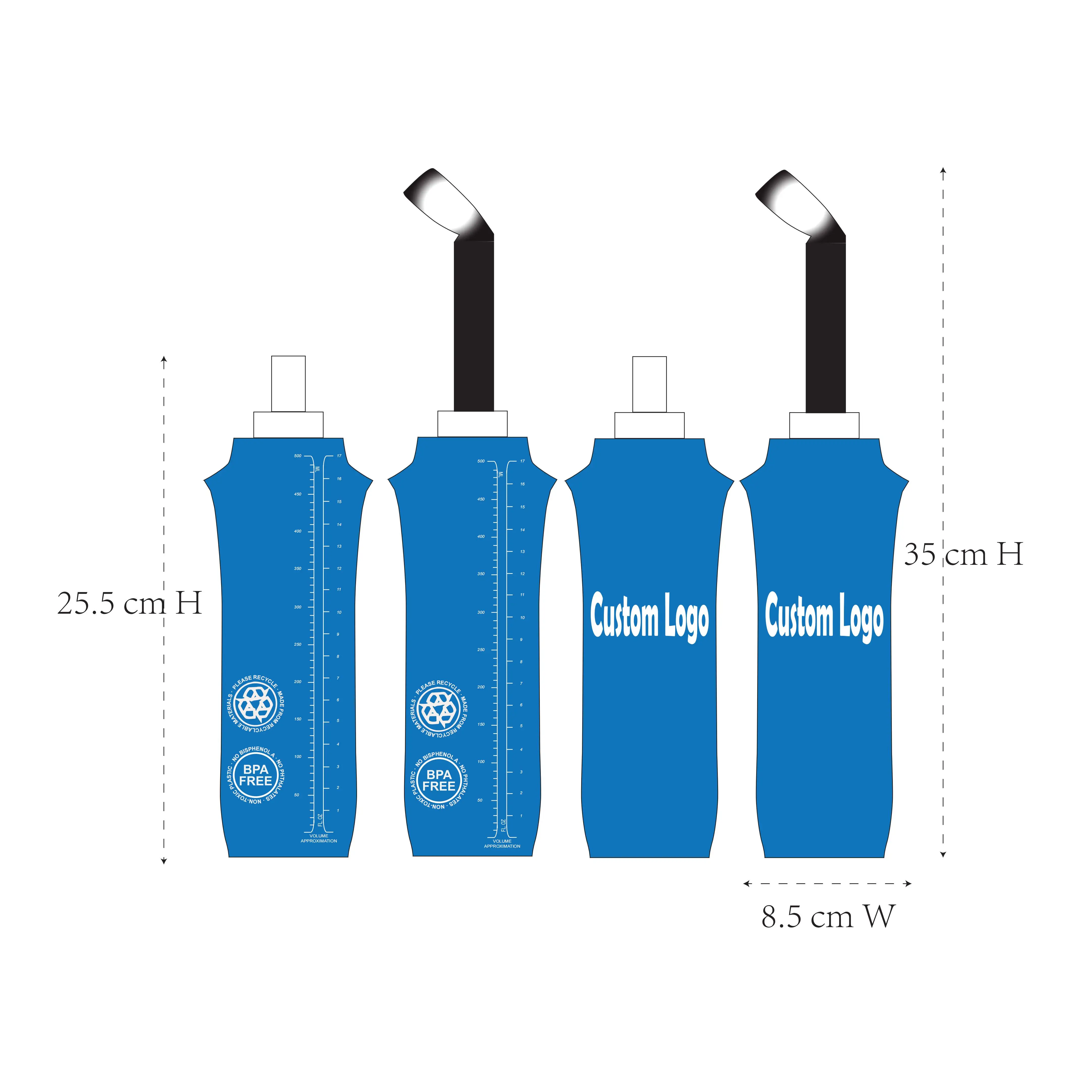 Custom logo folding bottle silicone foldable water kettle BPA free running water bottles