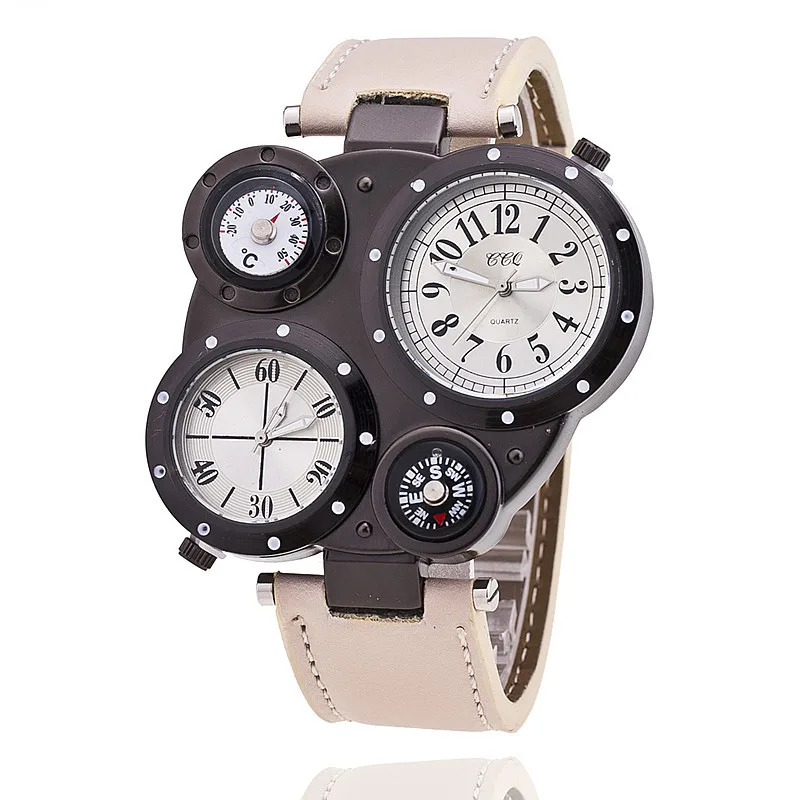 New fashion atmosphere double movement compass quartz watch men fashion sports watch CCQ109