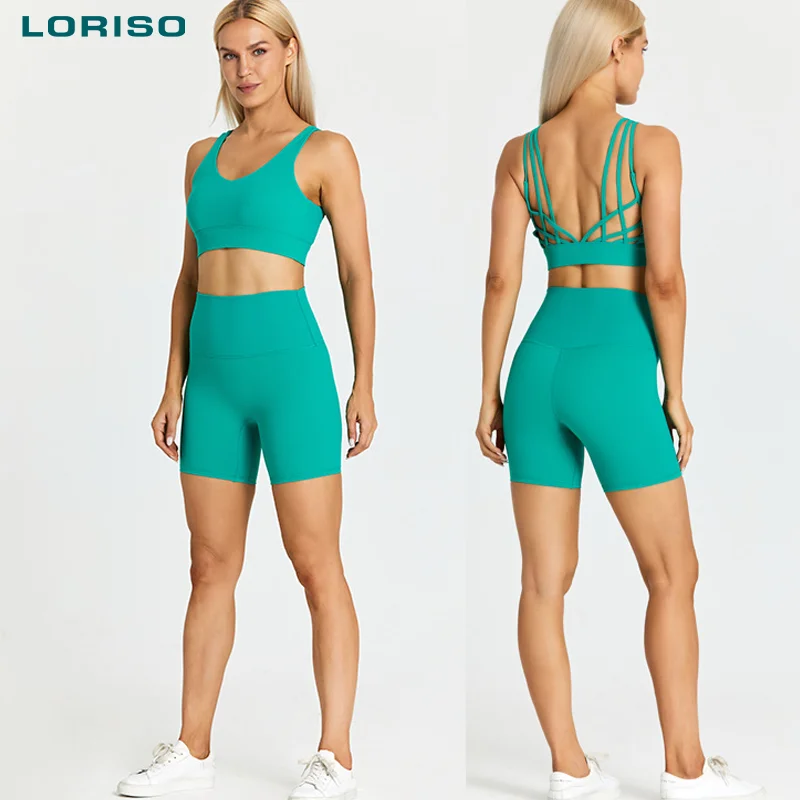 Popular Colorful beautiful cross sportswear 2 pieces bra gym shorts Gym Fitness Sets