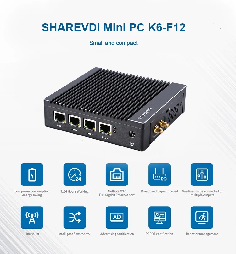 Micro mini pc pfsense 12v 4 nic firewall N2940/J3160 mini pc 4 lan port