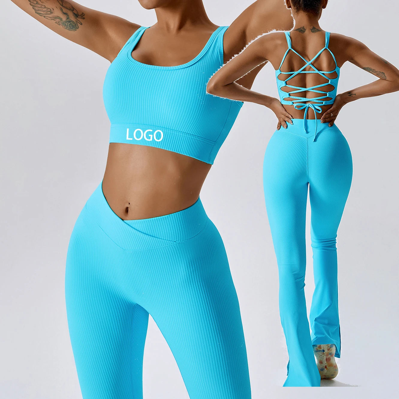 YIYI новый дизайн бандаж спины Пилатес Йога Топы Пуш-ап дышащий тренировочный бюстгальтер ребристый спортивный без косточек для полных женщин большие размеры