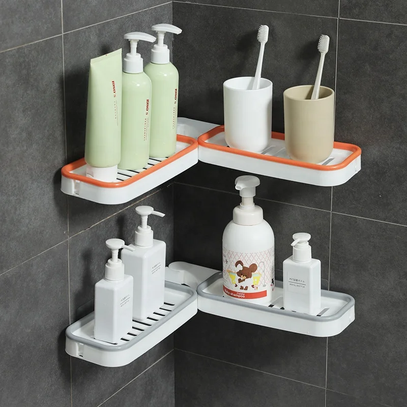 Bathroom Washroom No Punching Sink Corner Shower Shampoo Multifunctioal Storage Racks Shelf With Suction Cup Accessories