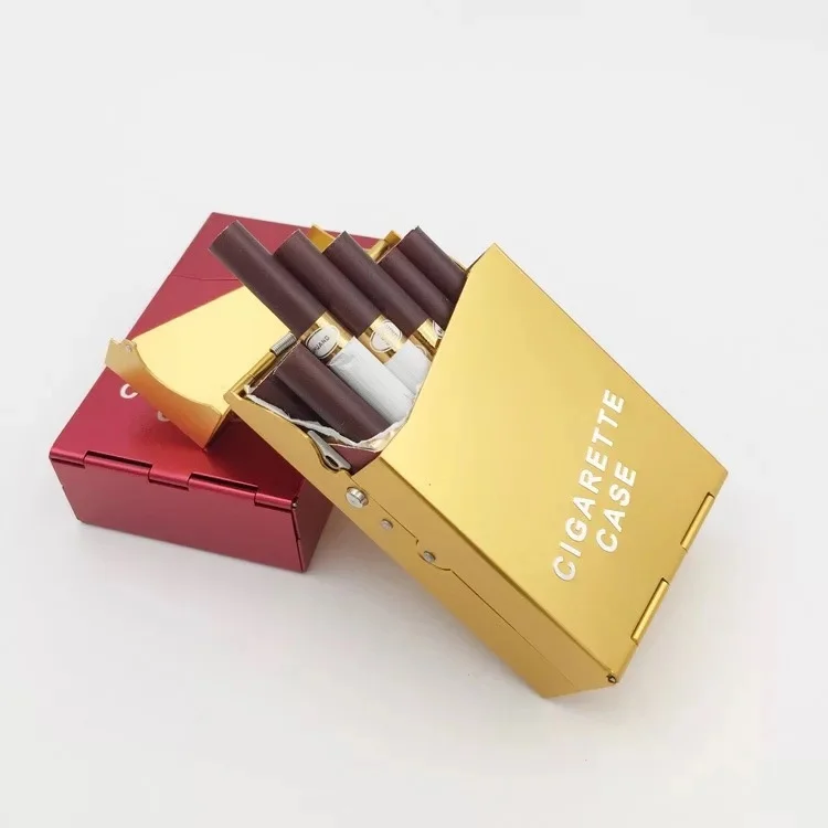 Metal Aluminum Men Cigarette Case Pack 20PCS Customized Logo With Black Grey Silver Blue Gold Red Purple Color For Promotion