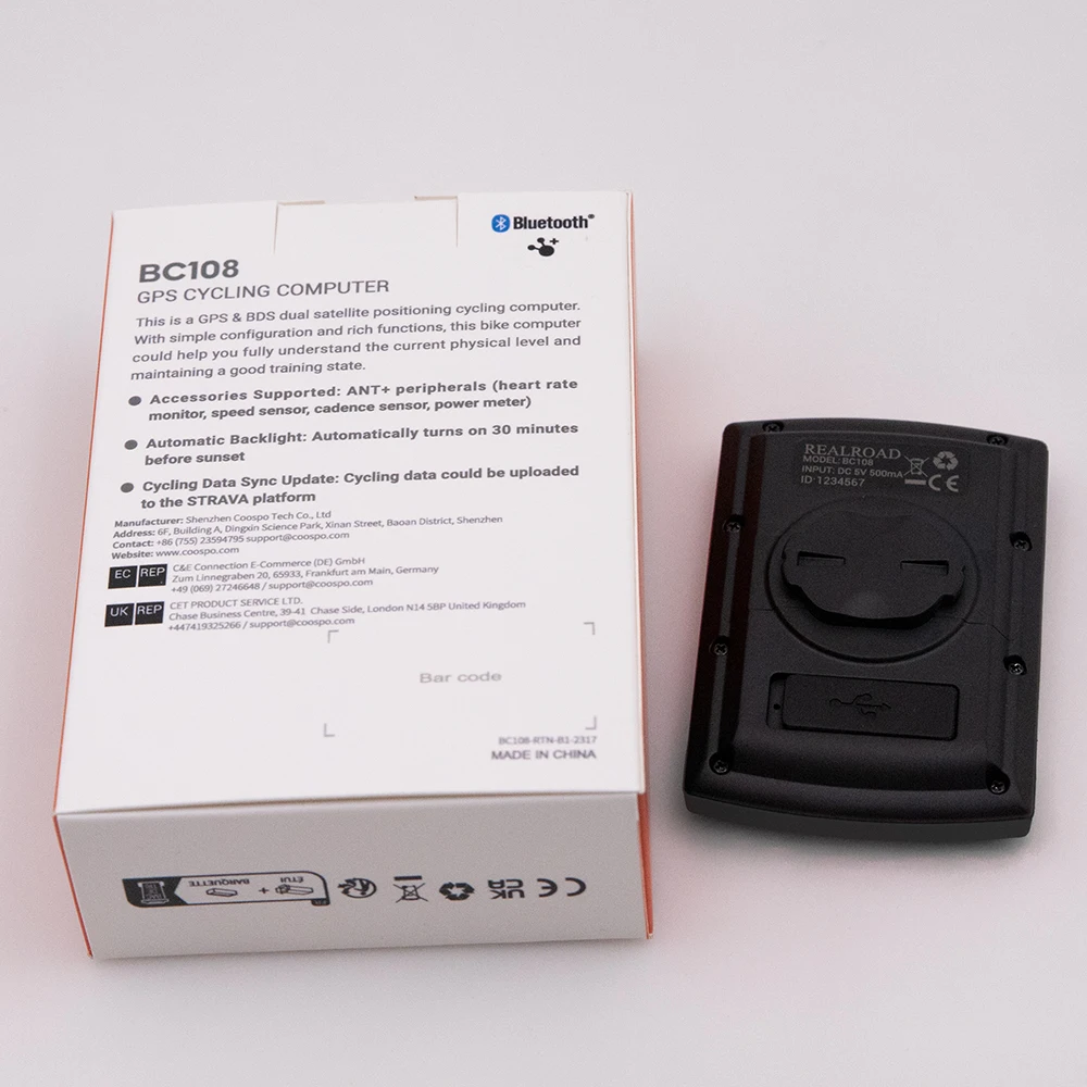 REALROAD BC108  and ANT+ GPS Cycling Computer for Road Bike