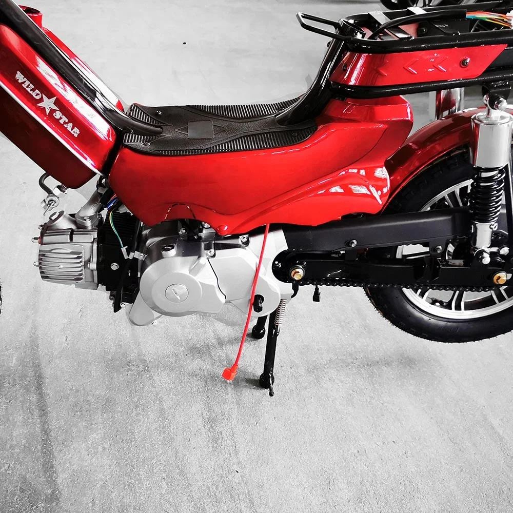 Factory supply 110cc 49cc gas moped gas motorcycle mini bike scooter with pedal long seat for pizza food delivery