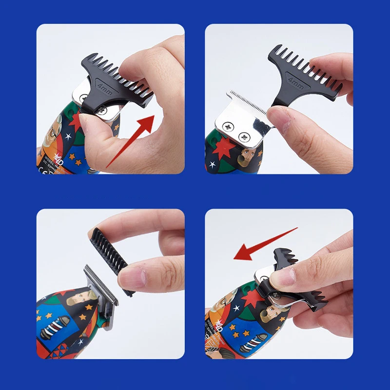 Профессиональная машинка для стрижки волос RTS из нержавеющей стали, перезаряжаемые машинки для стрижки волос с граффити-рисунком, мужские беспроводные машинки для стрижки волос T9