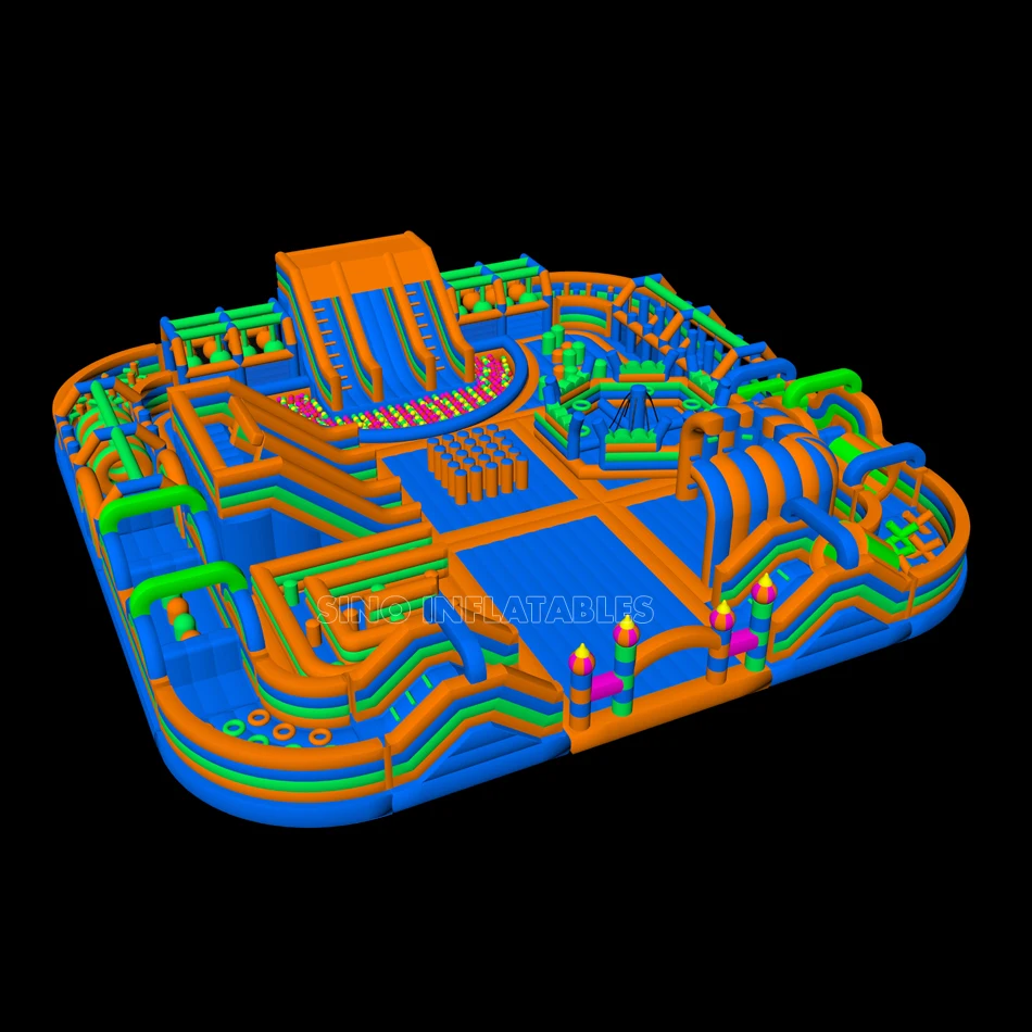 35x35m kids N adults indoor giant inflatable theme park with pop obstacle courses from China inflatables factory