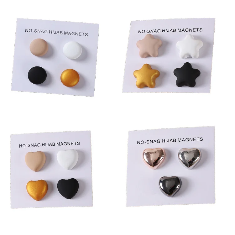 New Arrival Muslim Strong Magnet Muslim Jewelry Silk Scarf Shawl Buckle 4pairs Set Women Magnetic Shawl Brooch Buckles