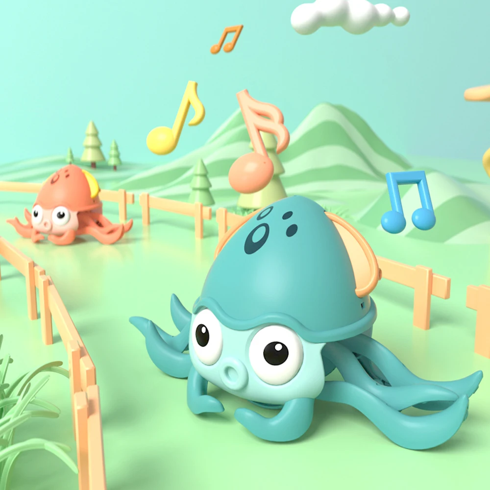 Hot selling product Cartoon Cute Octopus Beach Bath with Wind-up Clockwork Interactive Walking Moving Babies Sensory Crawl Toys