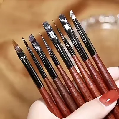 Wholesale Outstanding Quality sandalwood Handle Draw Lines Paint Nail Brush small round Art Nail Brush