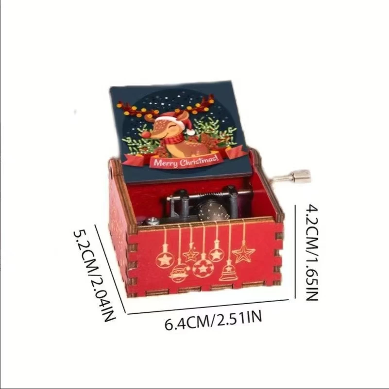 39 designs Popular Gift Melody Hand Crank Laser Engraved Hand Crank Wooden Christmas Day Music box