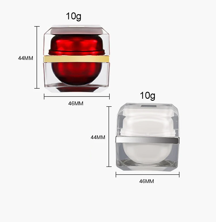 New design 10g High Quality  red Square Packaging Cream Container Acrylic Cosmetic plastic empty face  Cream Jar