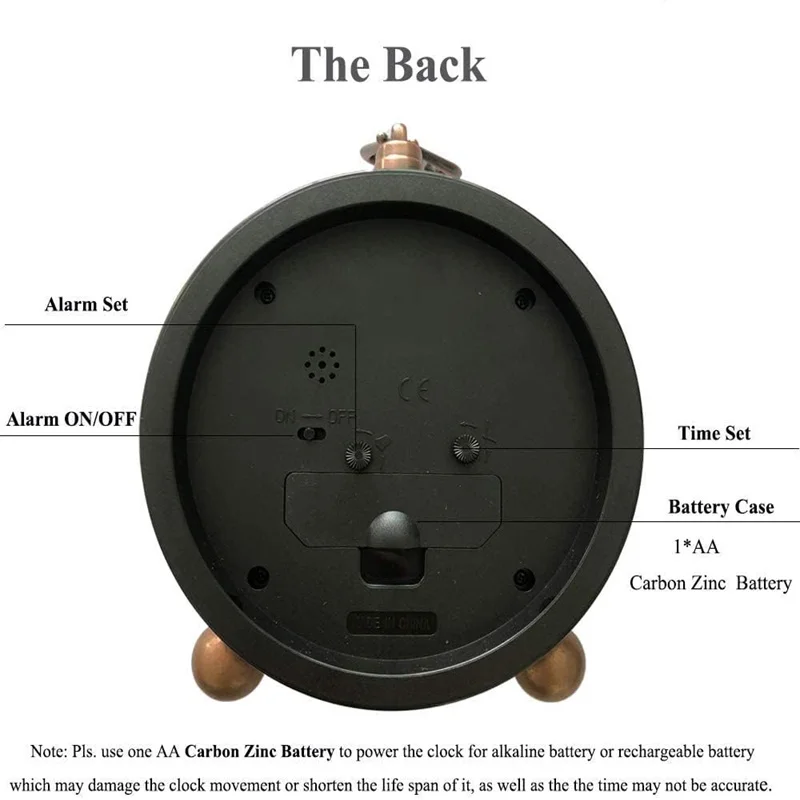 Vintage Suspension Super Silent Non-Top Analog Desk Clock