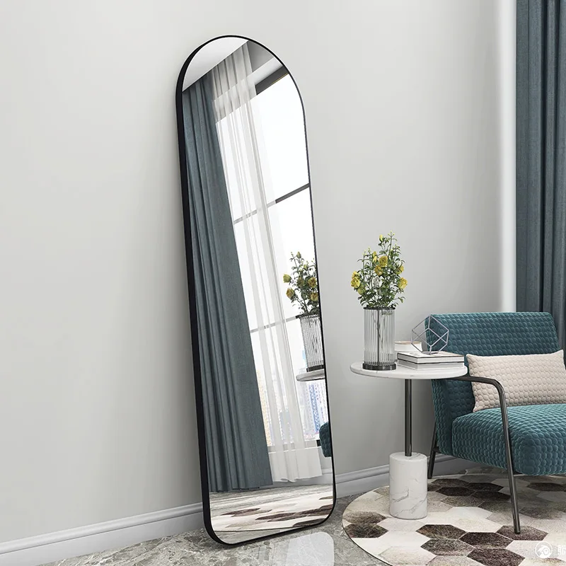 large Metal frame customized black arch full length floor framed mirror