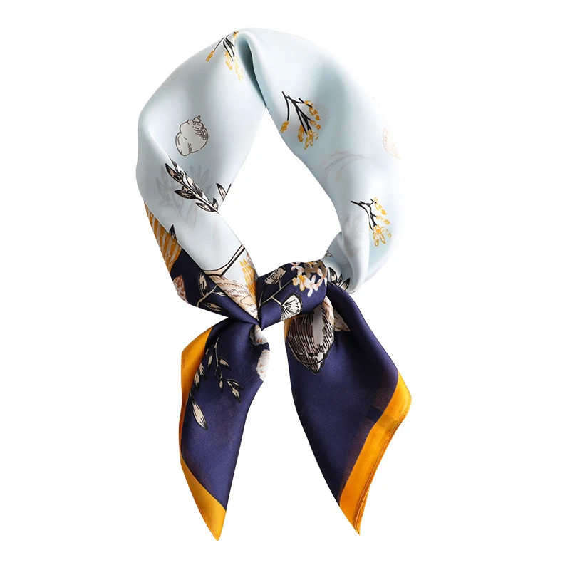 Creative collocation shirt sweater neck small square scarf 70x70 silk scarf for woman