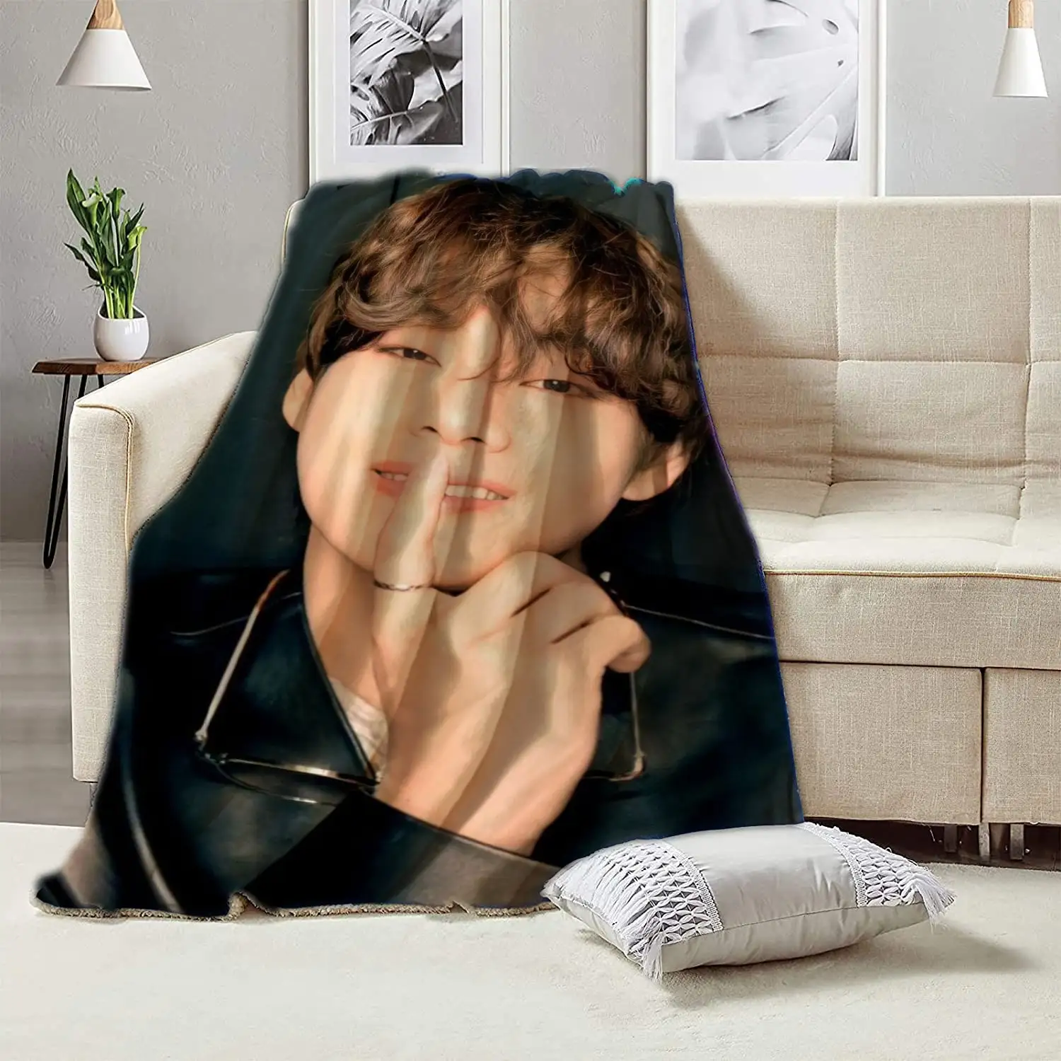 Wholesale Kpop warm sherpa fleece custom 3D print throw blanket for winter