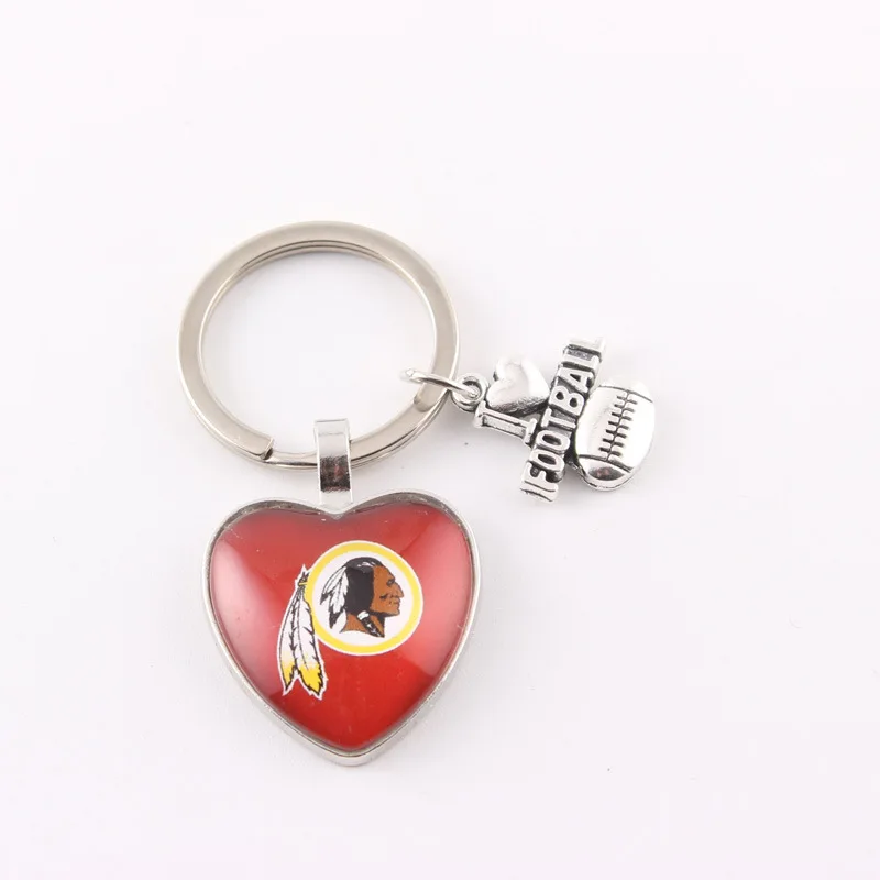 rugby NFL keychains american I love Football team logo alloy heart keychain for gift