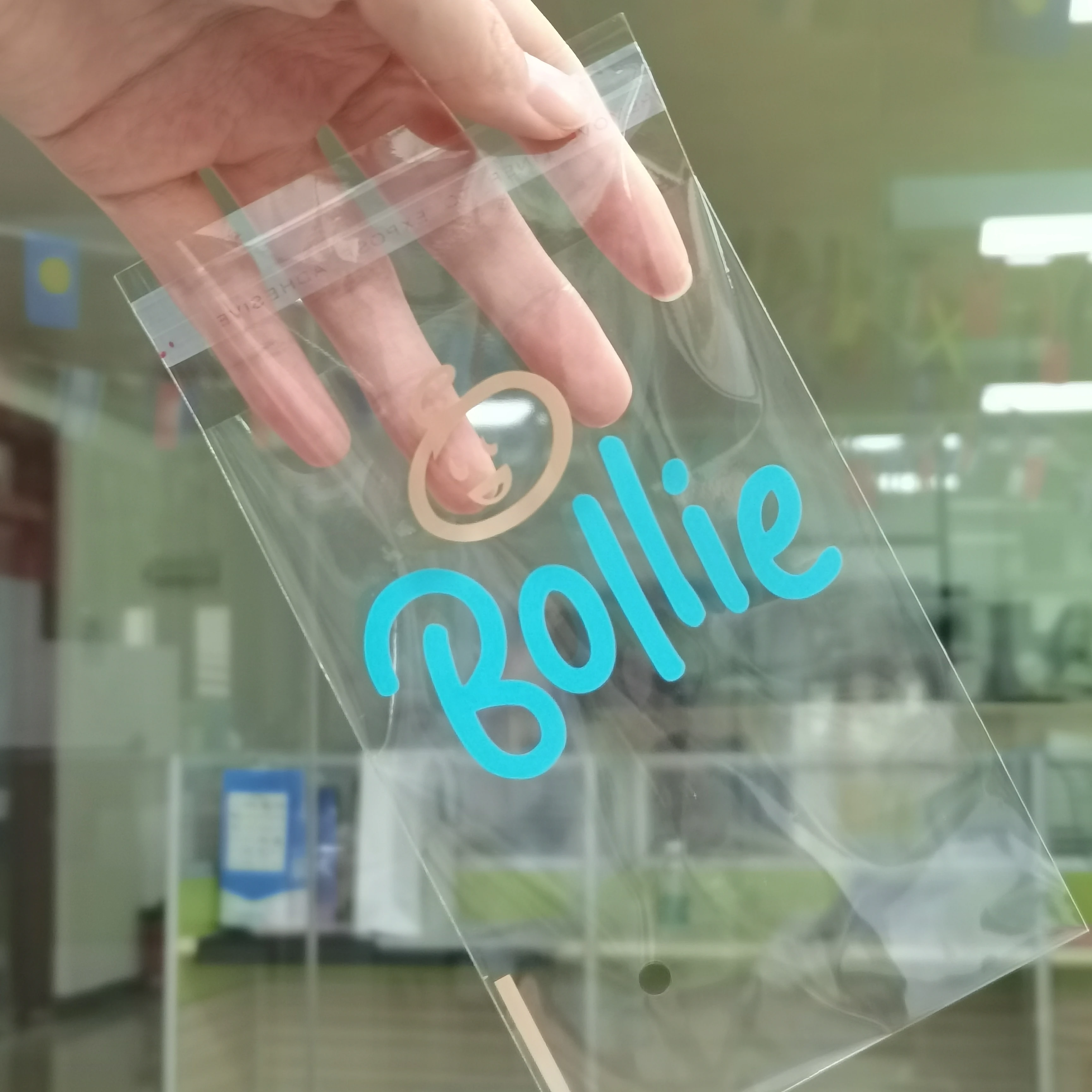 Custom Logo Printed Clear Plastic PET Cellophane Bags Resealable Apparel Packaging Adhesive Self-Sealing Opp Transparent Bag