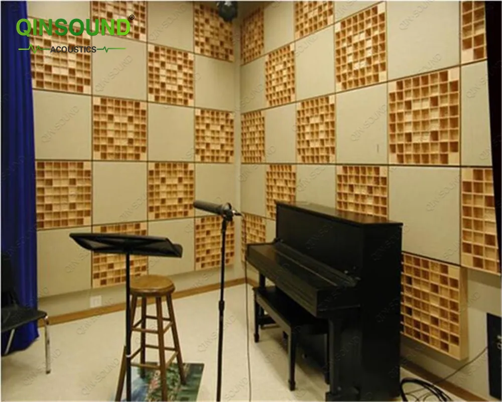 Qinsound Factory  Environmental Friendly Sound Absorption wood acoustic  QRD diffuser panel For Home Theater Wall